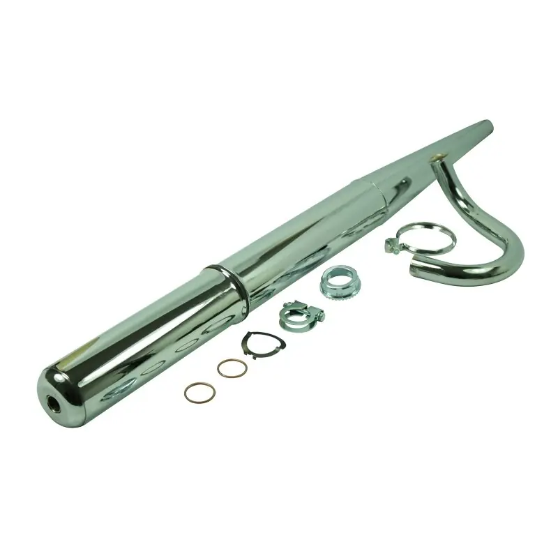 Letzte Chance 32mm Auspuff + Krümmer + Befestigung für Simson SR50 SR80 Roller Originaldesign verchromt