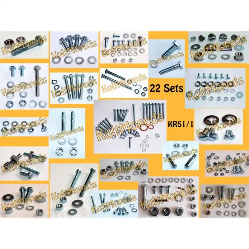 Schraubensatz komplett alle Normteile für Simson KR51/1 Schwalbe Schrauben + Muttern + Scheiben für ganzes Fahrzeug Preisreduziert