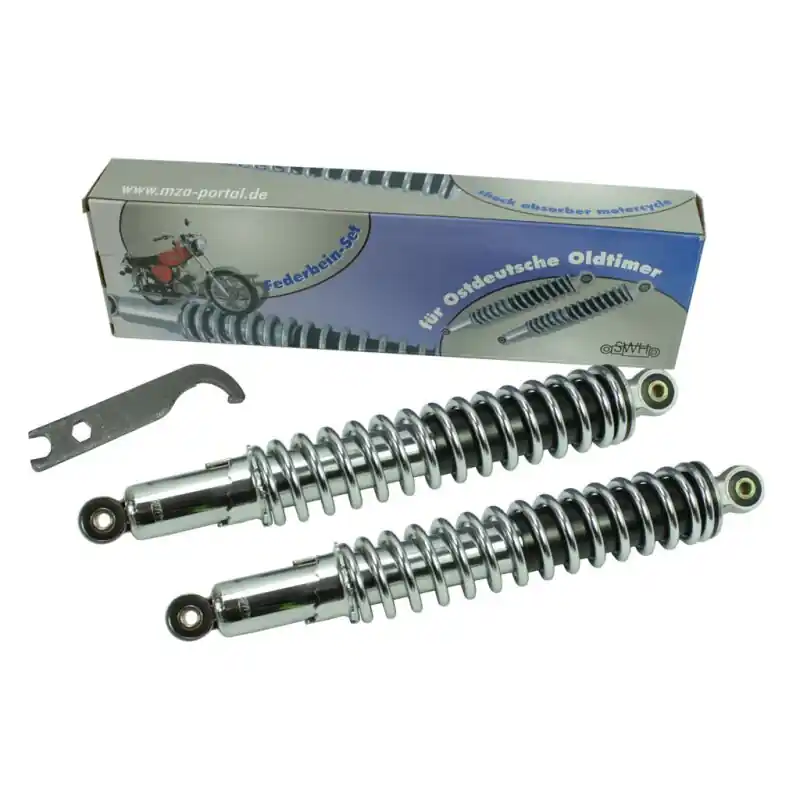 Stoßdämpfer Chrom Federbeine für Simson S51 S50 S70 E SR50 Federung hinten mit Schlüssel zur Verstellung Ausverkauf