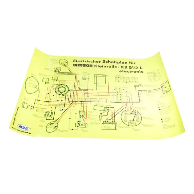 Simson Schaltplan KR51/2 L KR51 Schwalbe Elektronik Zündung Kabelplan für Kabelbaum 69x49 cm Neu Im Sortiment