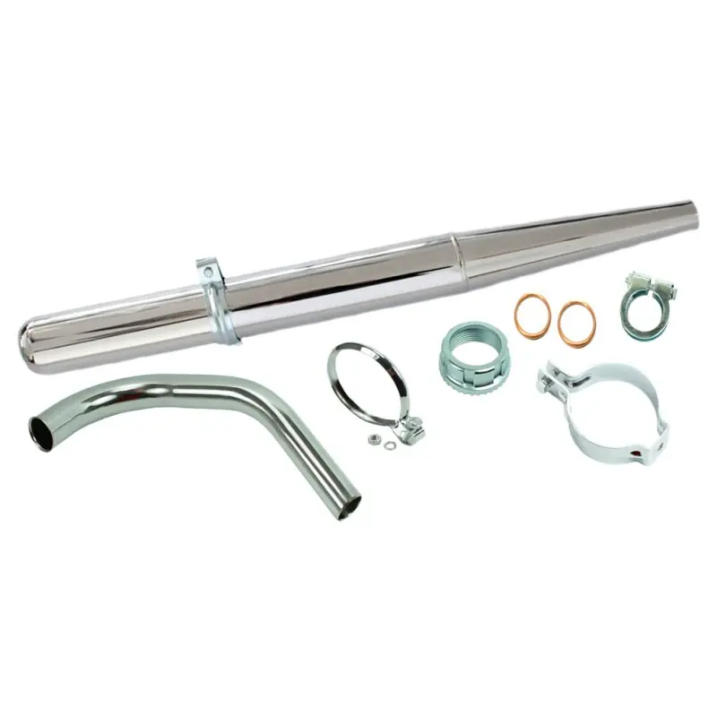 Kostenloser Rückversand 32 mm Auspuff Set mit Krümmer + Krümmermutter + Dichtungen chrom für Simson KR51/2 Schwalbe