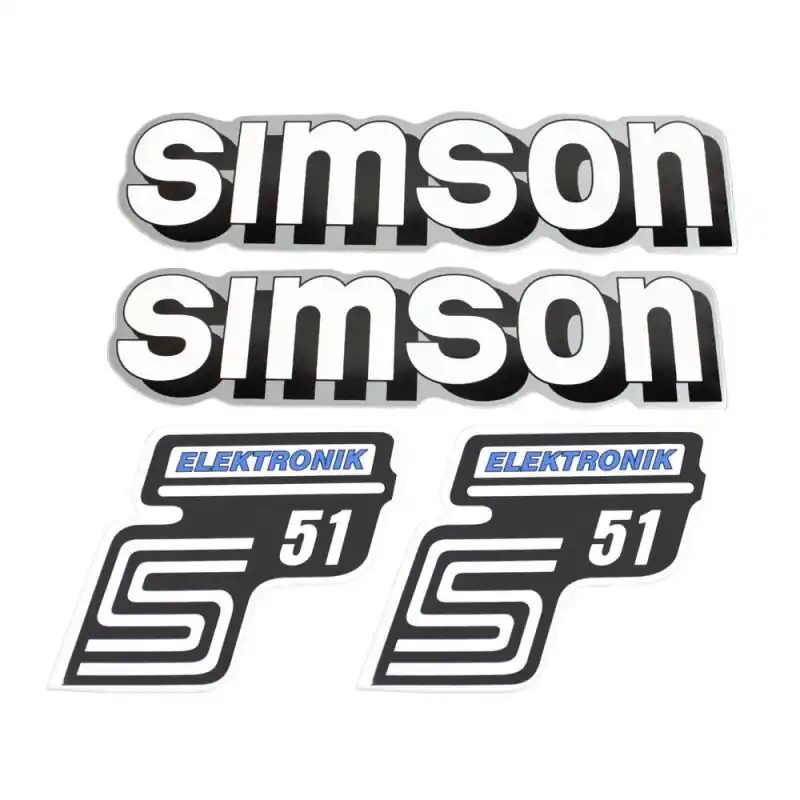 4x Klebefolie Tankaufkleber Seitendeckel für Simson S51 Elektronik weiß blau Schneller Versand