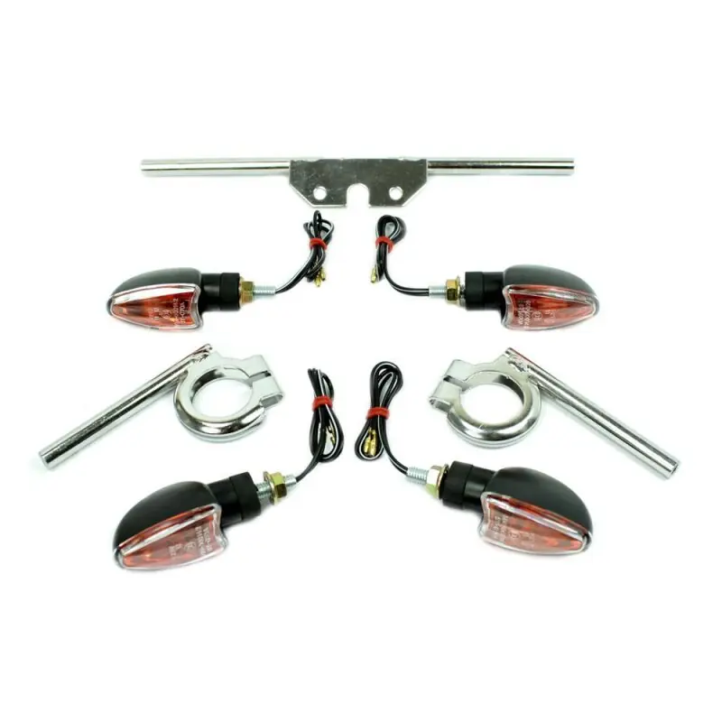 Highlight 4 Tuning Mini Blinker Arrow Halterungen 6V für Simson S51 S50 S70 schwarz E-Zeichen