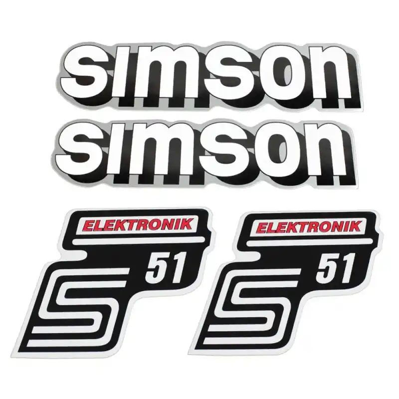 Sale Set Klebefolien Aufkleber Tank Seitendeckel für Simson S51 Elektronik weiß rot silber