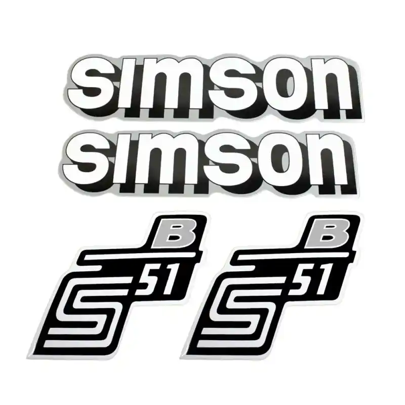 Set Klebefolien Aufkleber Tank + Seitendeckel für Simson S51 B S50 S51B weiß silber Zertifiziert