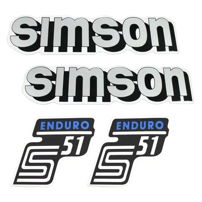 Mega-Angebot Simson 4 x Klebefolie Tank Aufkleber Seitendeckel S51 E Enduro S50 silber blau weiß