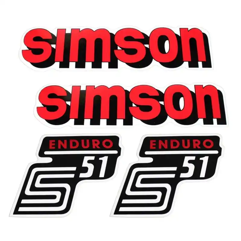 Set Aufkleber für Simson S51 S50 S70 Enduro S51E rot weiß schwarz Seitendeckel Herz Sticker Super-Preis