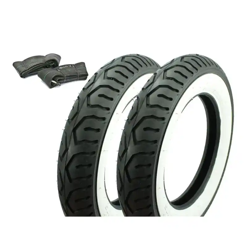 2 Weißwand Reifen Sava Mitas MC12 3,00x10 für Piaggio Vespa PK 50, 80, 125 & 50S, 50N, Primavera 125, Sprinter 90, Racer 90, Simson Star 50 & Star 125, Benelly Scooty 50, Buffalo Wind 25, Derby Vamos 25, E-Max Elektroroller & City 80L Ausverkauf