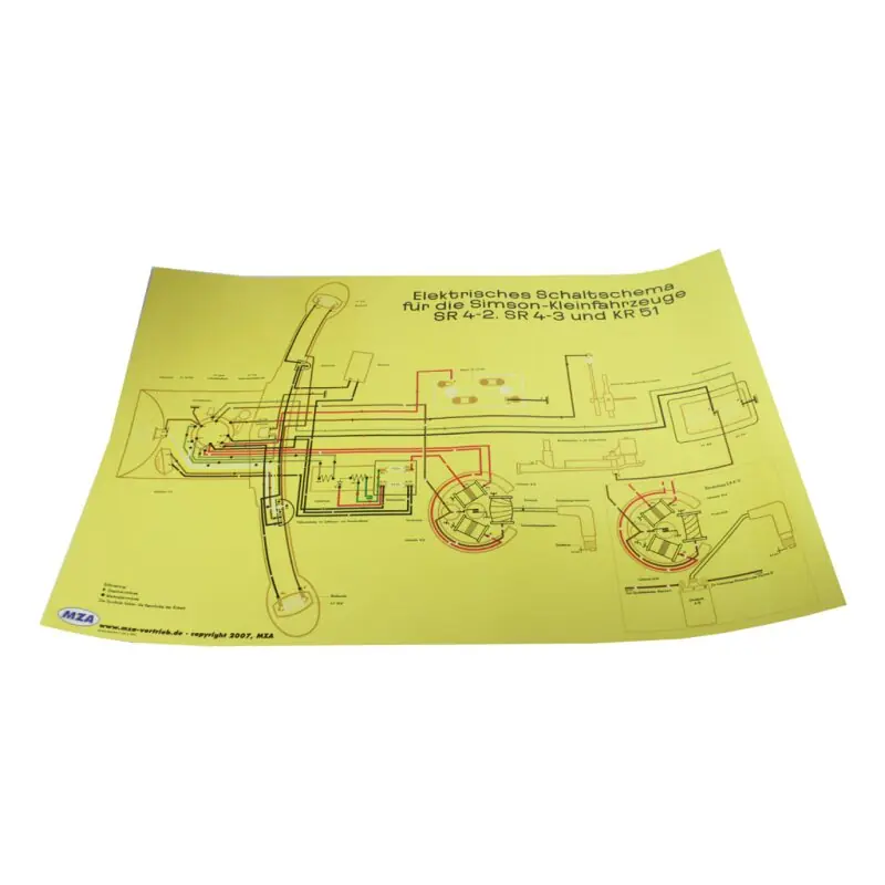 Simson Schaltplan SR4-2 Star Sperber KR51/1 Schwalbe U-Zündung Kabelplan 69x49 Echt