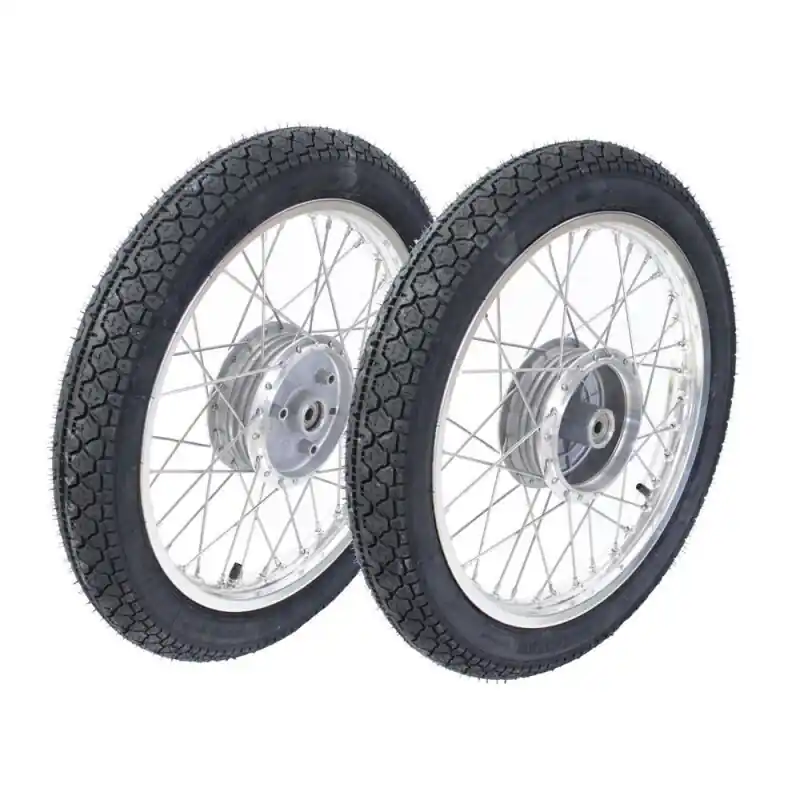 Zertifiziert Paar Kompletträder auf Alufelge Speichen chrom für Simson S51 S50 S70 S53 S83 KR51 Schwalbe Star Sperber Habicht Spatz Duo Reifen Heidenau K36/1