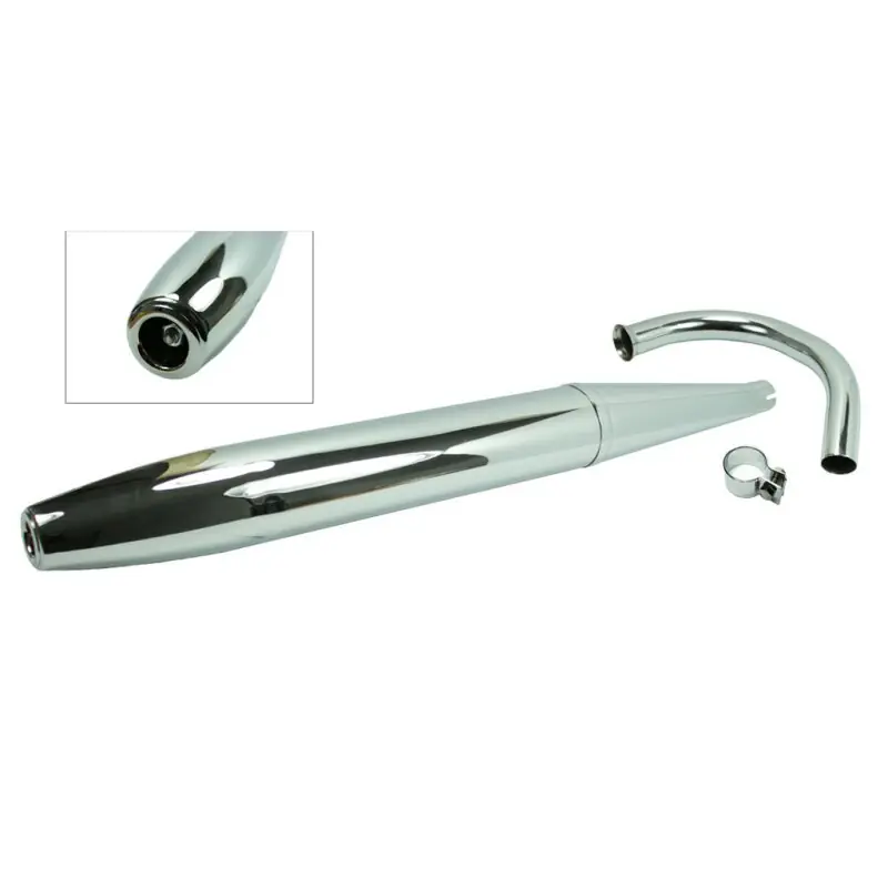 Top-Angebot MZ Auspuff Zigarre Krümmer TS ES 150 125 ETS 150 ES 35mm chrom Schelle