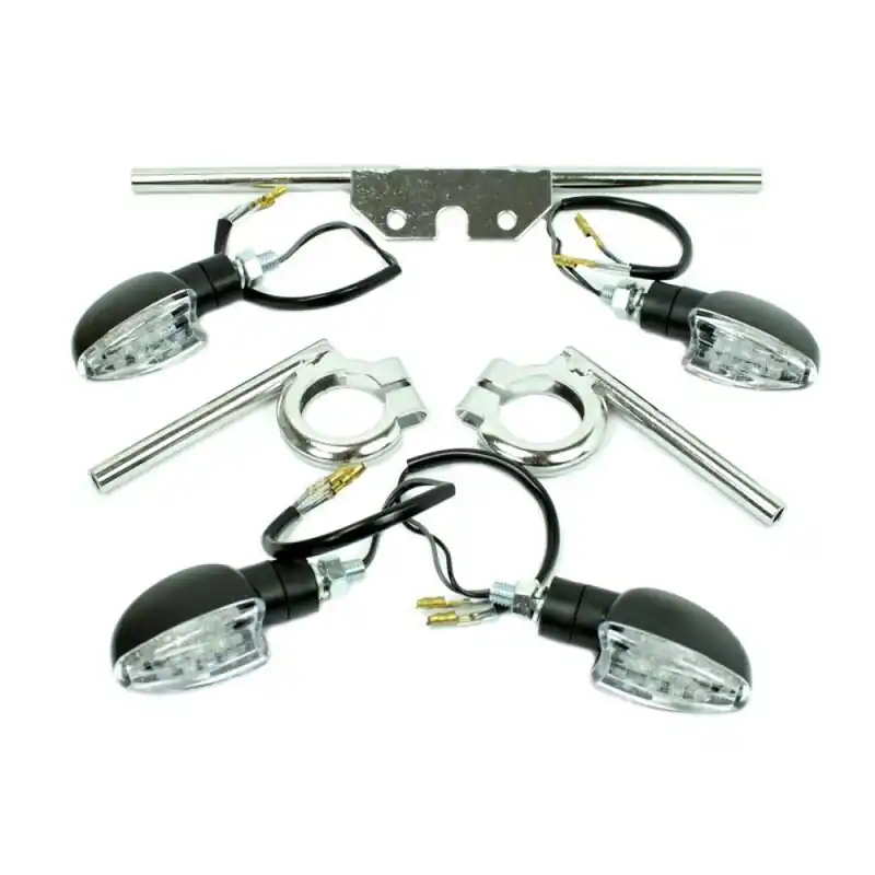 Abverkauf 4 LED Tuning Mini Blinker schwarz, klar6V für Simson S51 S50 S70 S53 S83 Halter silber
