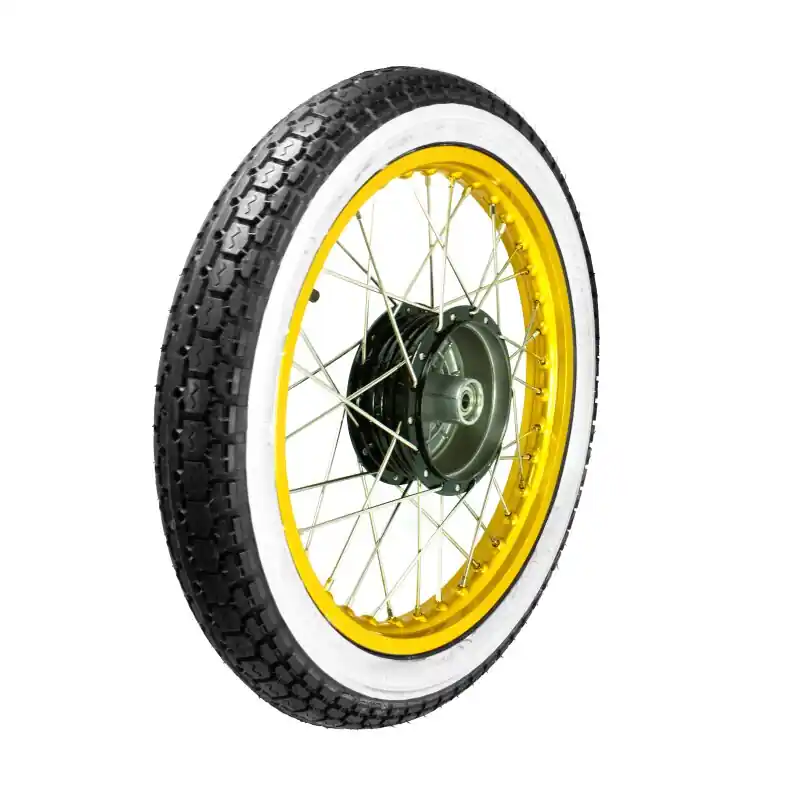 Komplettrad Nabe schwarz IRC Weißwandreifen, Speichen chrom für Simson Schwalbe S50 S51 S53 S83 Sperber Star Habicht Spatz Duo Meistverkauft