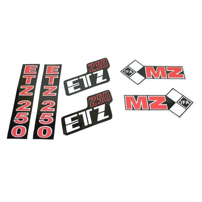 Satz Klebefolie Aufkleber für MZ ETZ250 Seitendeckel Batteriefach Deckel Luftfilter Telegabel Must-Have