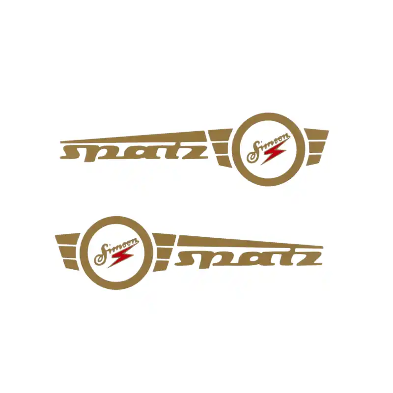 Wasserabziehbilder im Paar Tank für Simson Spatz SR4-1 17,2x5,2 wie ab Werk, kein Aufkleber Nur Für Kurze Zeit