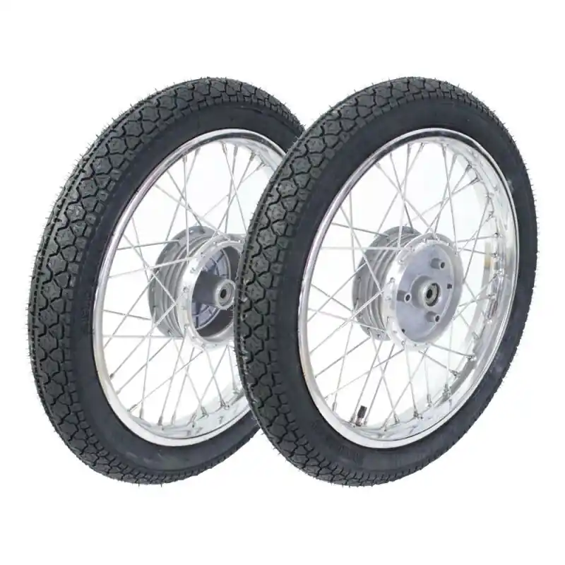 Markenprodukt Paar Kompletträder vorn + hinten 2,75x16 Heidenau K36/1 Reifen, Felge verchromt für Simson S51 S50 S53 S83 KR51 Schwalbe Star Sperber Habicht Duo