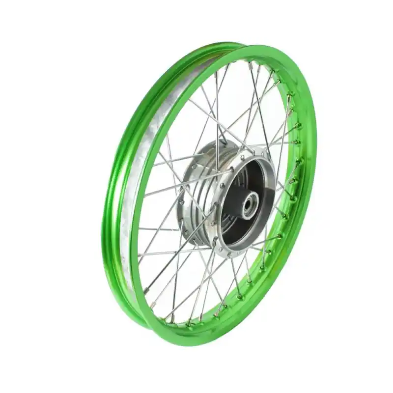 Speichenrad grün, verchromte Speichen für Simson S51 S50 S53 KR51 Schwalbe Duo Spatz Star Sperber Habicht Alufelge 1,5x16 Kostenloser Versand