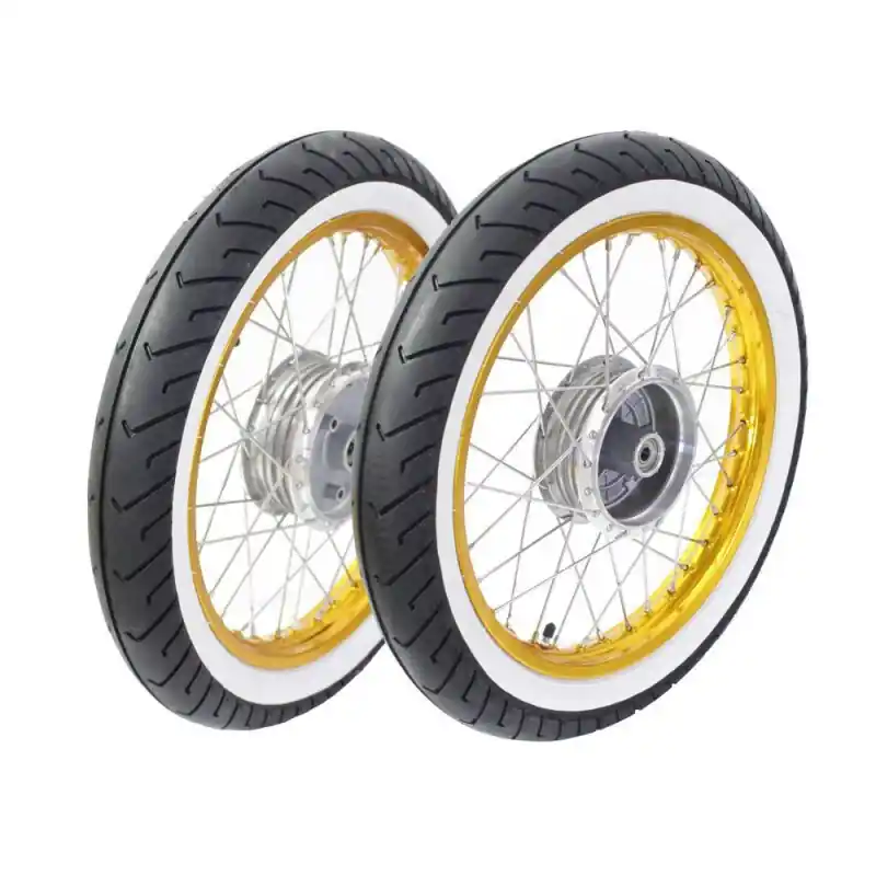 Paar Kompletträder für Simson S51 S50 S53 KR51 Schwalbe Spatz Star Sperber Habicht Weißwandreifen Mitas MC2 weiss Felge gold Speichen Edelstahl Schneller Versand