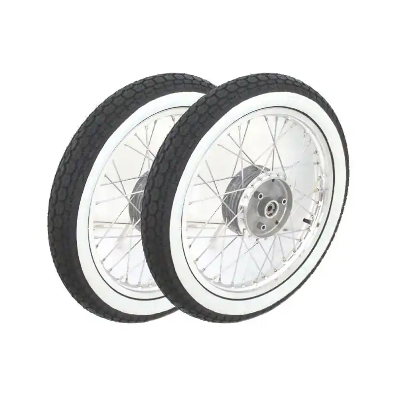 Solange Der Vorrat Reicht Satz Kompletträder mit Weißwandreifen IRC 2,75 x 16 Zoll auf Alufelge für Simson S51 S50 S70 S53 S83 KR51 Schwalbe Spatz Star Sperber Habicht Duo