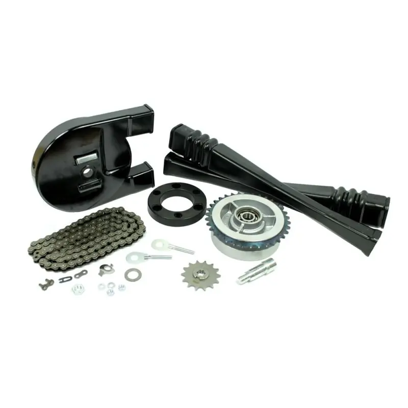 Kettenkit Simson SR4- Star, SR4-3 Sperber Bakelit Kettenkasten + 14Z + 34Z Ritzel + Spanner + Kettenschläuche + Kette 110 + Kleinteile Schneller Versand