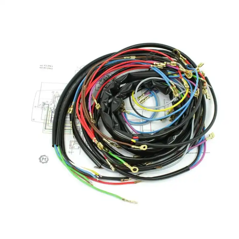 Kabelbaum Kabelsatz mit farbigem Schaltplan für MZ ES250/1 ES250/2 ES 175/1 ES175/2 Garantierte Lieferung