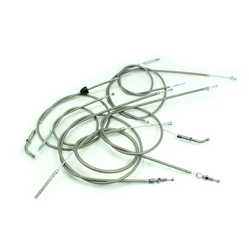 Set 7 Bowdenzüge Seilzüge silbergrau Simson KR50 (ab 86133) Gas Kupplung Schaltung Tupfer Bremsen Bowdenzug Alu Bremsschild Echt