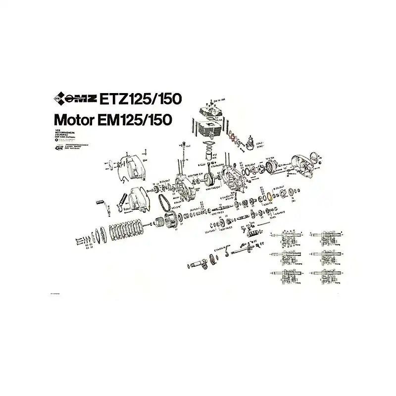 Explosionsdarstellung Explosionszeichnung MZ ETZ150 ETZ125 Motor Getriebe Kupplung Jetzt Bestellen