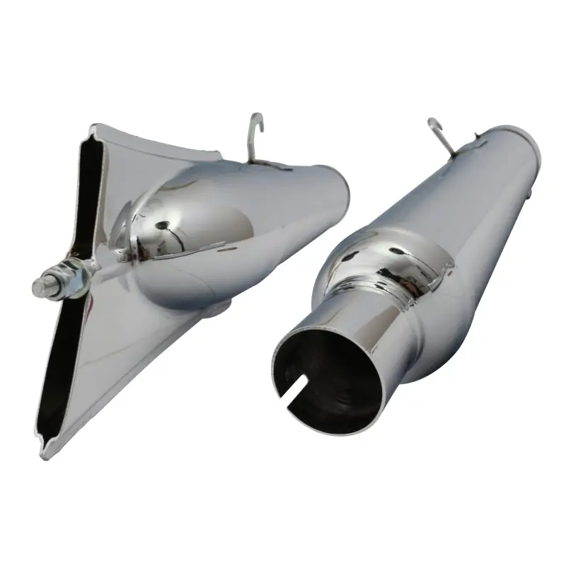 Paar Auspuffe IFA MZ BK350 Schwalbenschwanz Fischflossen chrom Kostenloser Versand