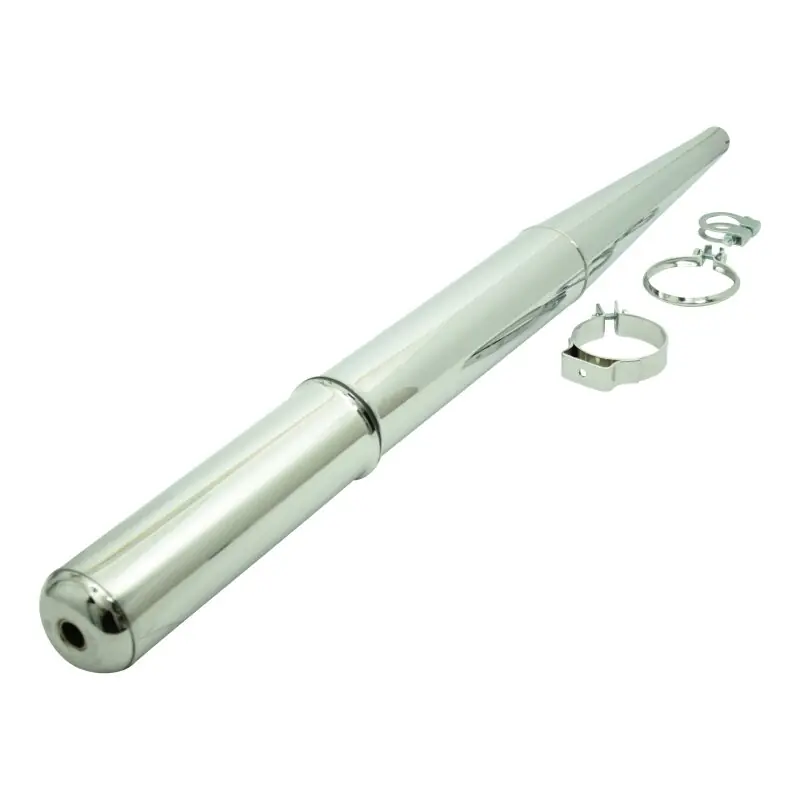 Simson Auspuff chrom SR50 SR80 Auspufftopf 28mm Originalmaß mit allen Schellen Günstig