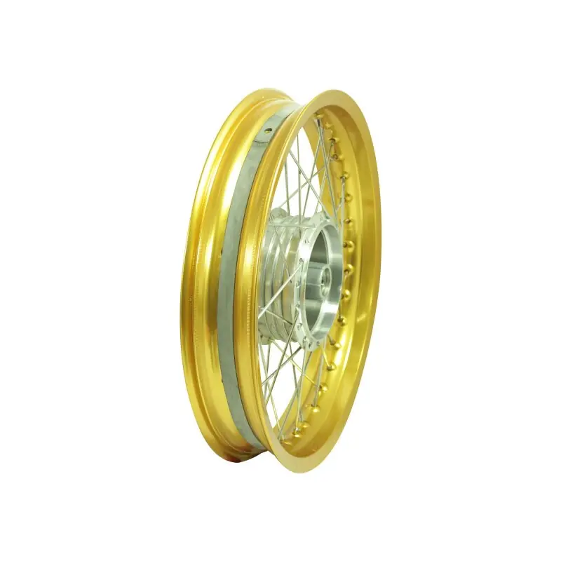 Schneller Versand Speichenrad komplett mit Alufelge gold, Speichen Edelstahl Tuning 2,50x16 für Simson S51 S50 S70 Sperber Schwalbe Star Duo
