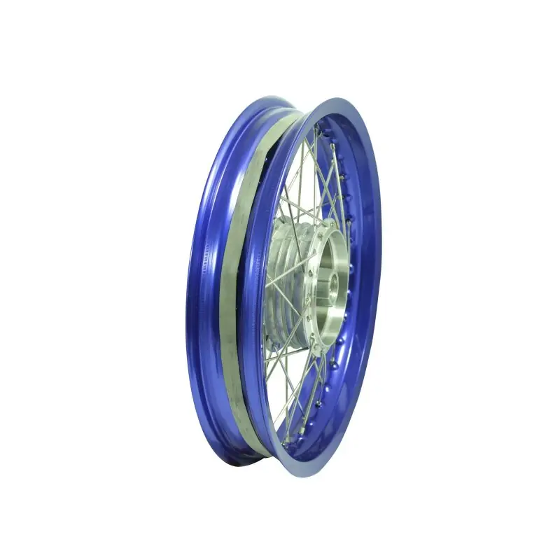 Neu Im Sortiment Speichenrad komplett mit Alufelge blau, Speichen Edelstahl Tuning 2,50x16 für Simson S51 S50 S70 Sperber Schwalbe Star Duo