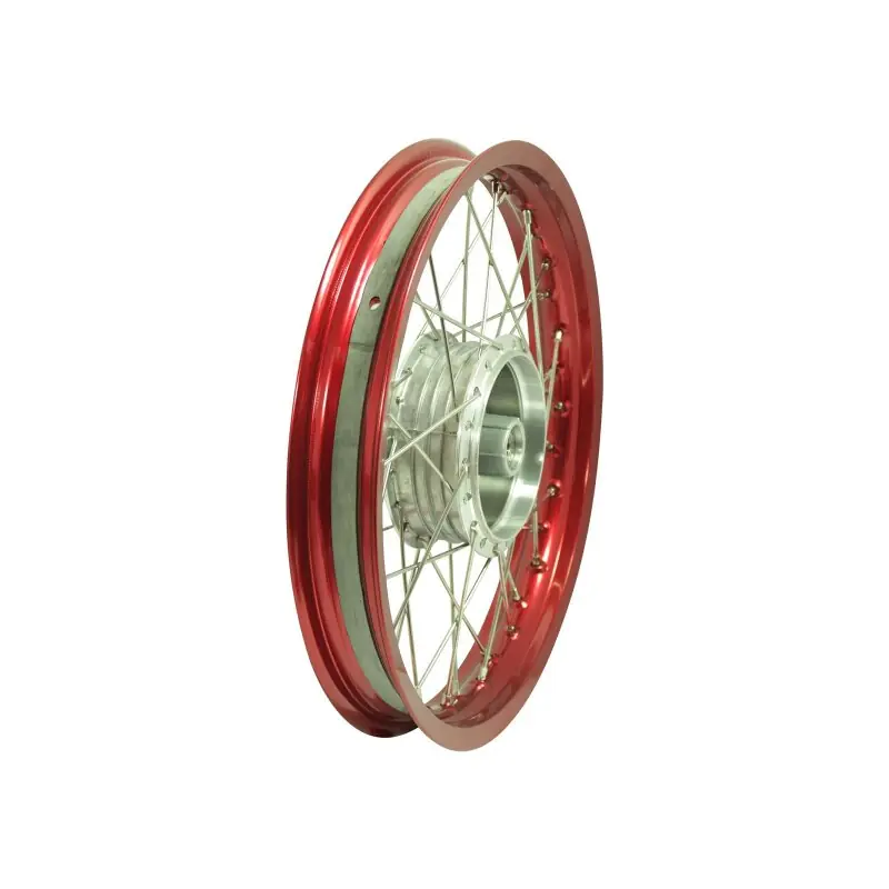 Schneller Versand Speichenrad komplett mit Alufelge rot, Speichen Edelstahl Tuning 1,85x16 für Simson S51 S50 S70 Sperber Schwalbe Star Duo
