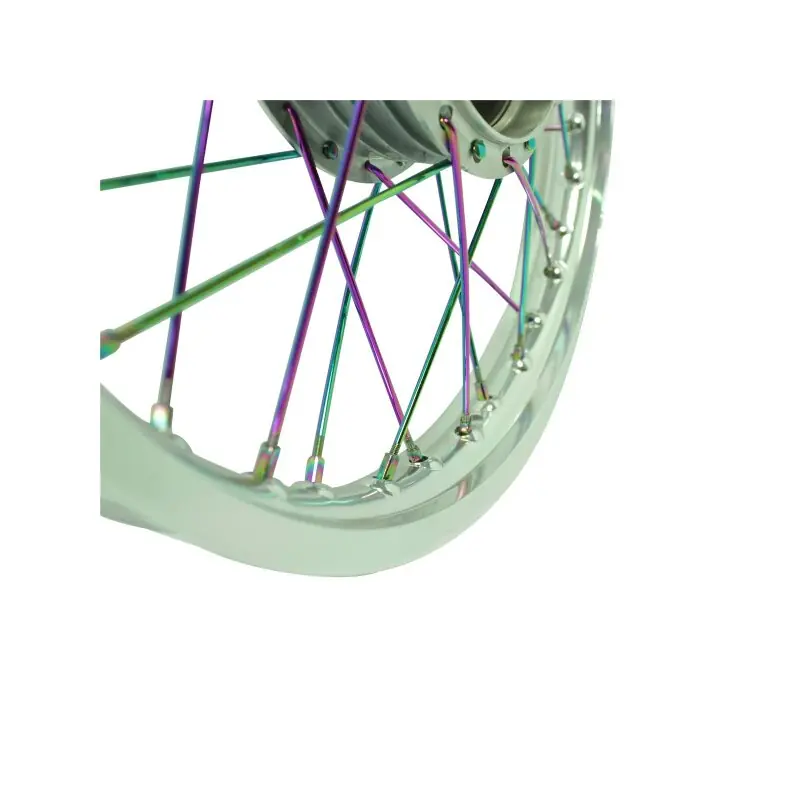 Speichenrad komplett mit Alufelge 1,50x16, Rainbow Speichen für Simson S51 S50 S70 S53 KR51 Schwalbe Spatz Star Sperber Duo Farbwechel, Regenbogenfarben Echt