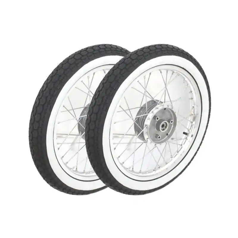 Preiswert Satz Kompletträder mit Weißwandreifen IRC 2,75 x 16 Zoll auf Alufelge Edelstahl Speichen für Simson S51 S50 S70 S53 S83 KR51 Schwalbe Spatz Star Sperber Habicht Duo