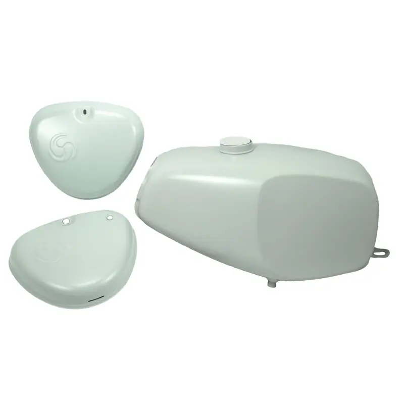 Echt Büffeltank + Seitendeckel mit Wirbel grundiert für Simson S50, auch S51 S70 (S53, S83) Kraftstoffbehälter Hochtank Tank