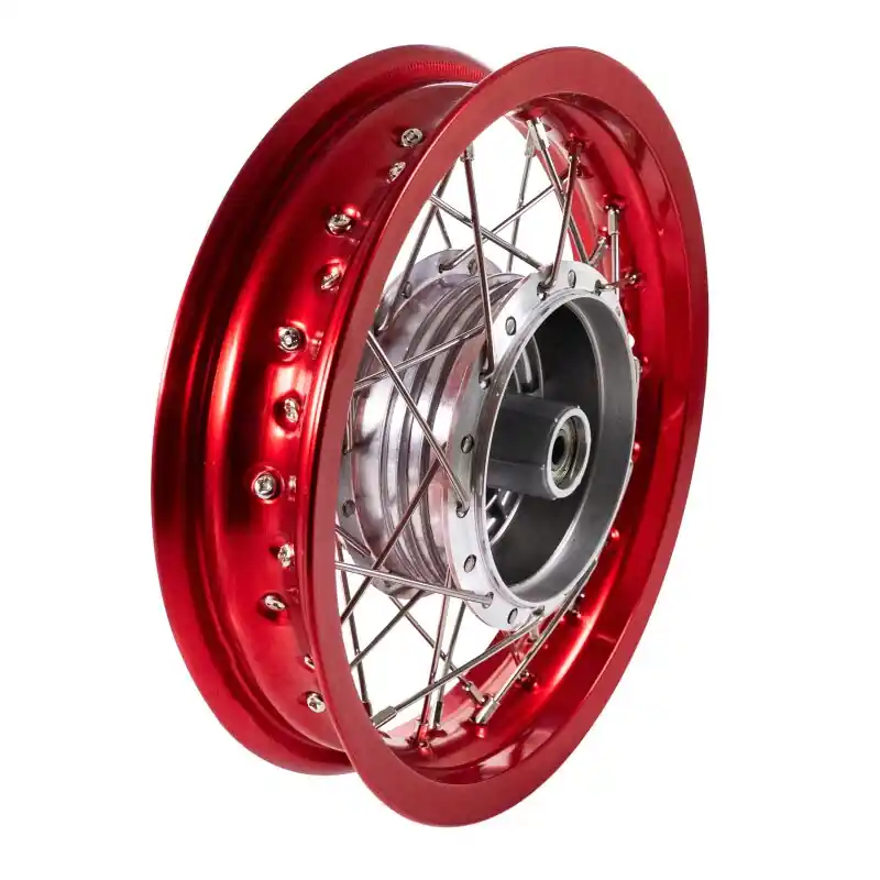Kostenloser Rückversand Tuning Felge, Speichenrad rot poliert 2,15x12 Zoll für Simson SR50 SR80 Roller SD50 Albatros