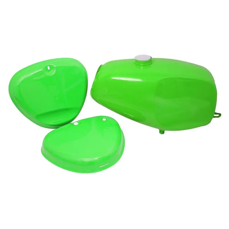 Lackset Büffeltank, Hochtank + Enduro Seitendeckel lindgrün, gelbgrün für Simson S50, auch S51 S70 (S53, S83) Kraftstoffbehälter Echt