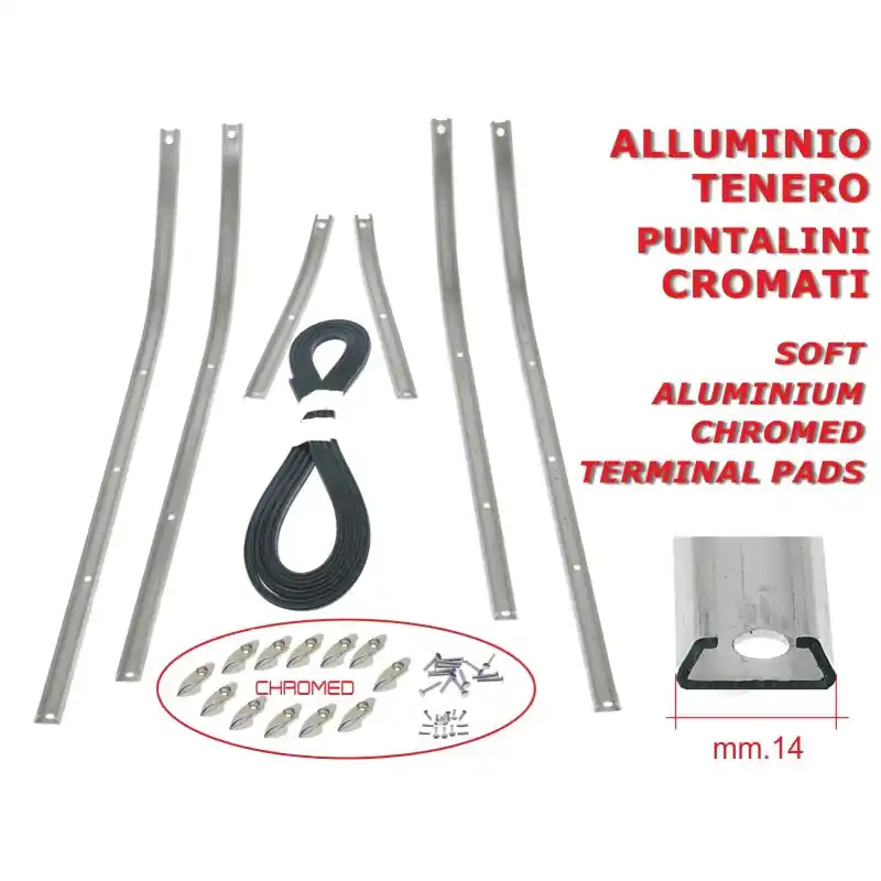 Premium Aluminium Zierleisten, Keder mit verchromten Kappen Trittbrett Befestigung für Piaggio Vespa 50 90 125 Primavera ET3 Nur Heute