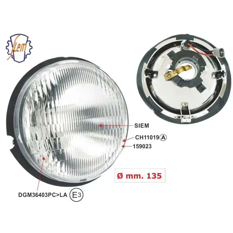 Scheinwerfer kompl. mit Glas Einsatz für Vespa 50 HP FL/FL2 50-125 Zertifiziert