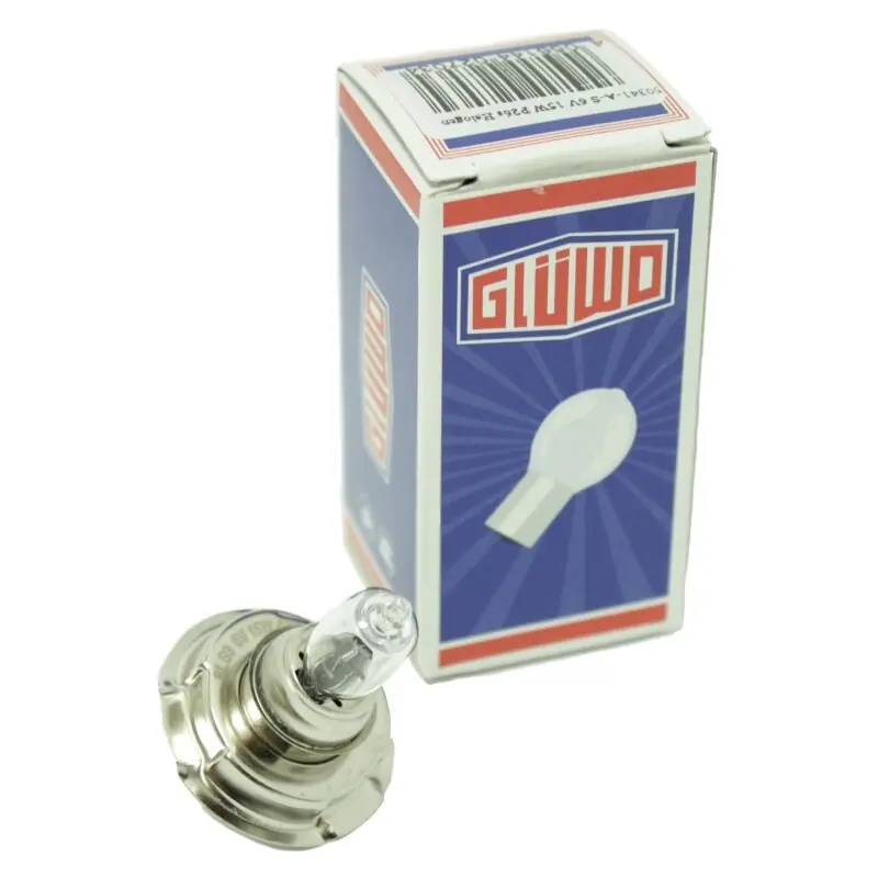 Glüwo Glühlampe Birne Lampe 6V15W Halogen P26s Simson Mofa SL1, Pitty, SR56, SR59, RT125 Top-Seller